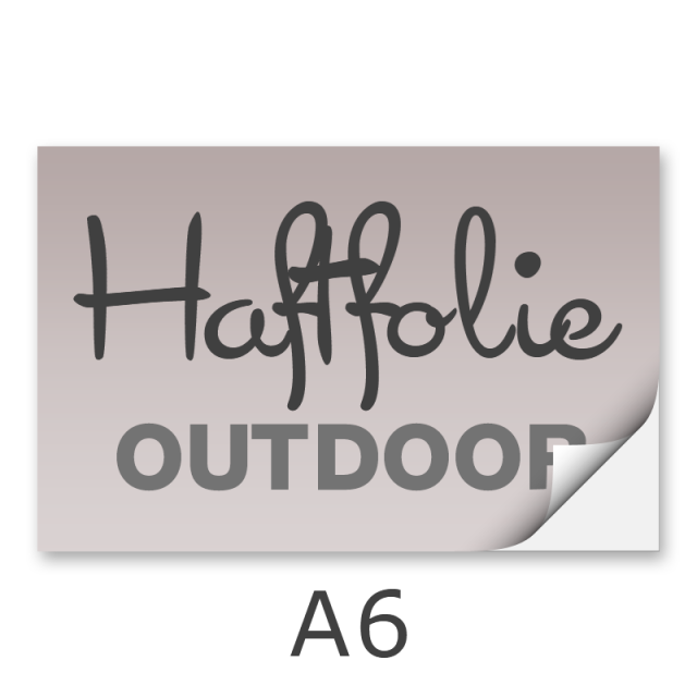 Aufkleber DIN A6 outdoor Haftfolie weiß mit Hochglanz-UV-Lack (witterungsbeständig)