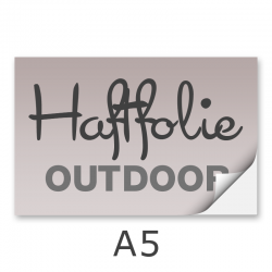 Aufkleber DIN A5 outdoor Haftfolie weiß mit Hochglanz-UV-Lack (witterungsbeständig)