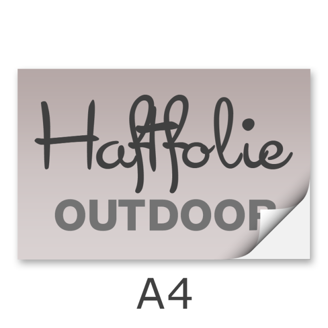 Aufkleber DIN A4 outdoor Haftfolie weiß mit Hochglanz-UV-Lack (witterungsbeständig)