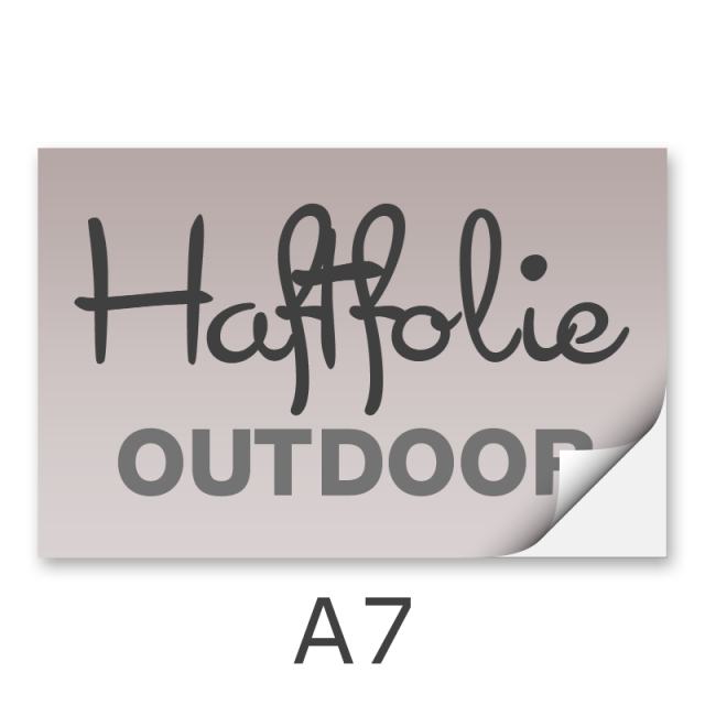 Aufkleber DIN A7 outdoor Haftfolie weiß mit Hochglanz-UV-Lack (witterungsbeständig)