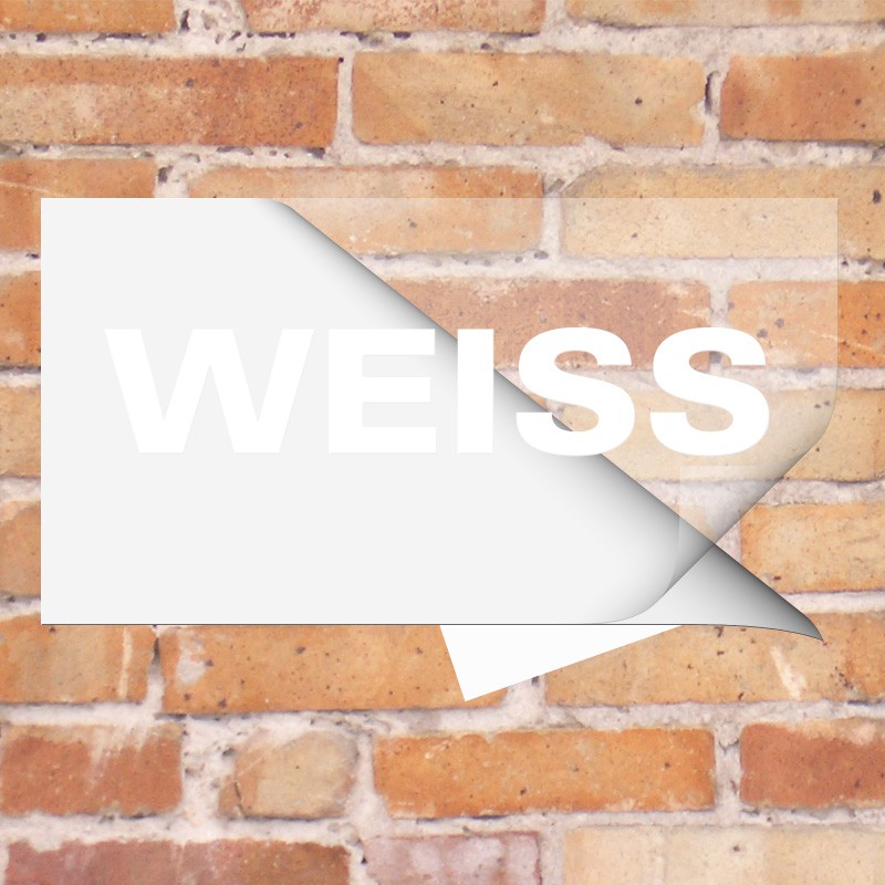 Aufkleber mit weiss auf transparenter Folie eckig